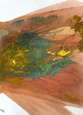 Abstract Mixed Media Ink Watercolor Painting on 7 X 9.5” Paper Contemporary