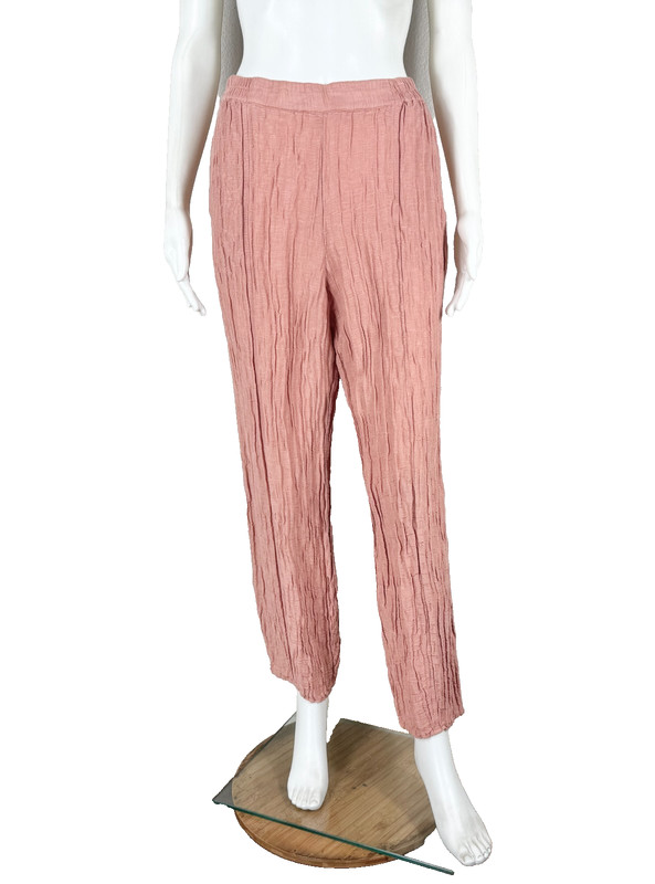 GRIZAS Pants Linen & Silk With Pockets Crinkle Gauze Texture - Size Small - NTSF