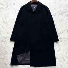 Burberry London Balmacaan Coat Shadow Horse Mens Navy Cashmere100% Made in Japan