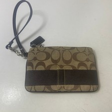 Coach Legacy Wristlet Stripe Clutch Bag Purse Coin Initial Vintag Tan W/Hang Tag