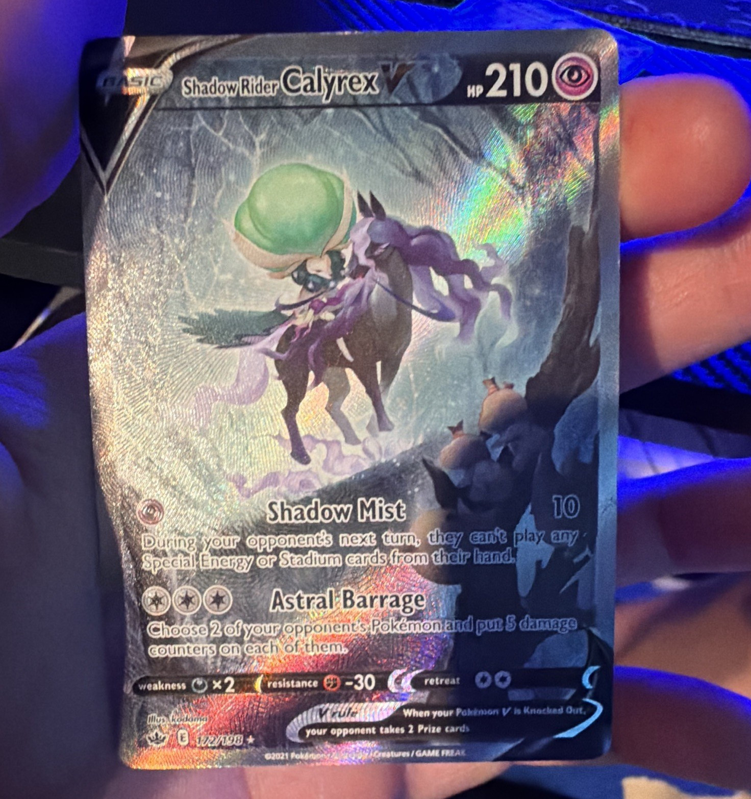 Shadow Rider Calyrex V 172/198 Chilling Reign Alt Full Art Holo UR Eng 2021