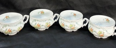 antique Porcelain Set Of 4 !! Tea Cups from the ''Elysee'' pattern by Hermann Ohme