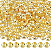 200 StüCk 18K Vergoldete Messingperlen 4X3Mm Runde Metall Abstandshalter Perlen