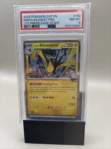 2025 Journey Together Iono’s Kilowattrel 182 Prerelease STAFF PSA 8