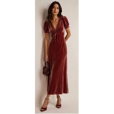 Reformation Camille Velvet silk blend Dress Dusty Rose Size 6