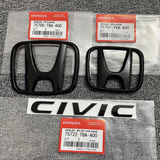 3pcs Fit For Honda Civic 2016-2021 Front Rear Emblem H Civic Badge Black Us