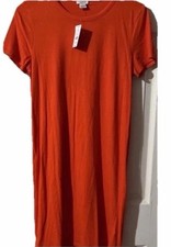 NWT J Crew Women XS Cotton t-shirt dress Short Sleeve Orange Boho Beach Resort