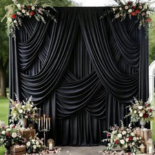 10x12ft Black Backdrop Curtain for Wedding 5ft W x12ft H 2 Panels,