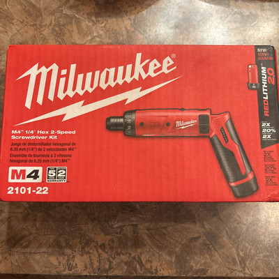 Milwaukee (2101-22) Screwdriver, 2 Batteries, Charger - Red