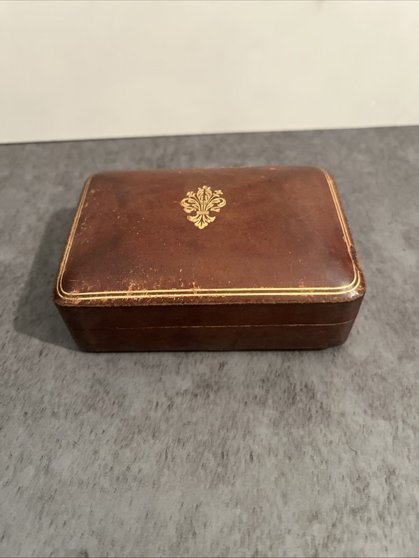 VINTAGE 1950s Florence Italian Leather Watch Storage Cognac Jewelry Trinket Box