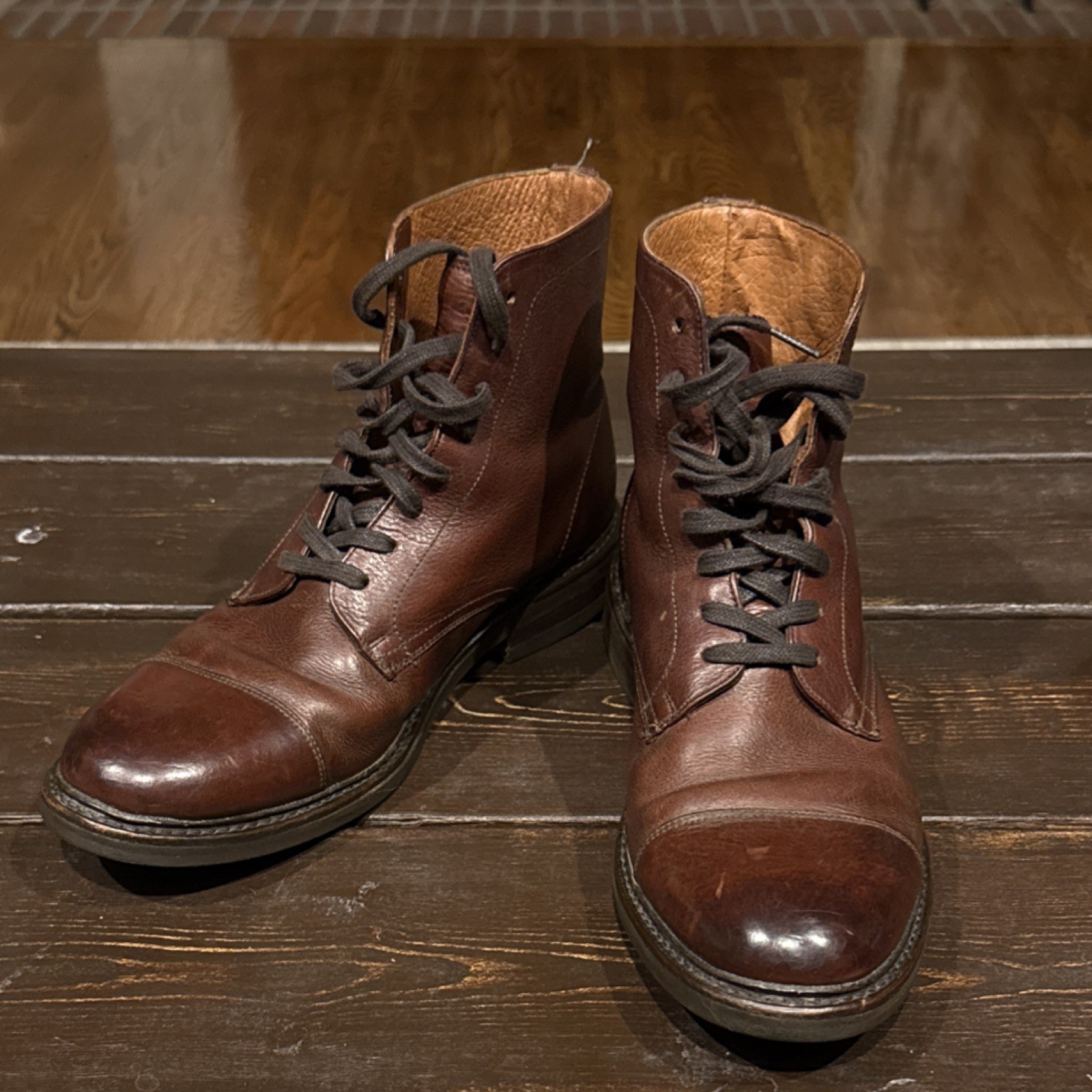 Frye Brown Leather Lace Up Cap Toe Combat Ankle Boot Men's Size 9 D