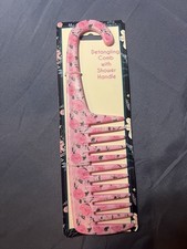 Hair Detangling Comb W/ Shower Handle Pink Flower Pattern-Brand New
