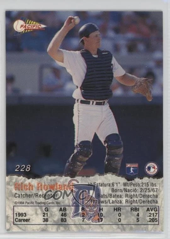 1994 Pacific Crown Collection Rich Rowland #228 - Image 2 of 2