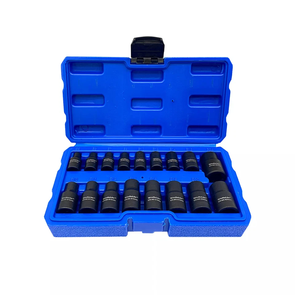 17Pcs 3/8" & 1/2" Drive Impact E-Torx Socket Set E5 to E24 E Torx Female Socket - Image 4 of 4