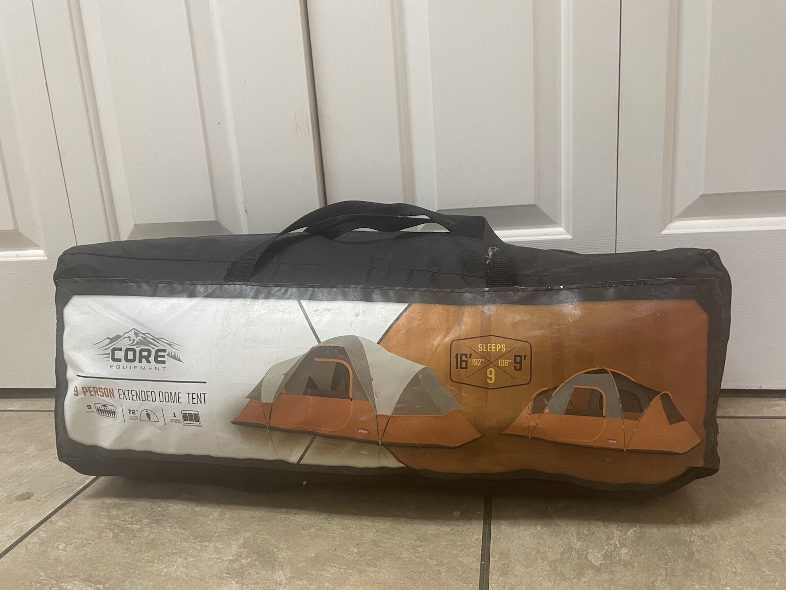 Core Equipment 9 Person Extended Dome Tent Orange With Carry