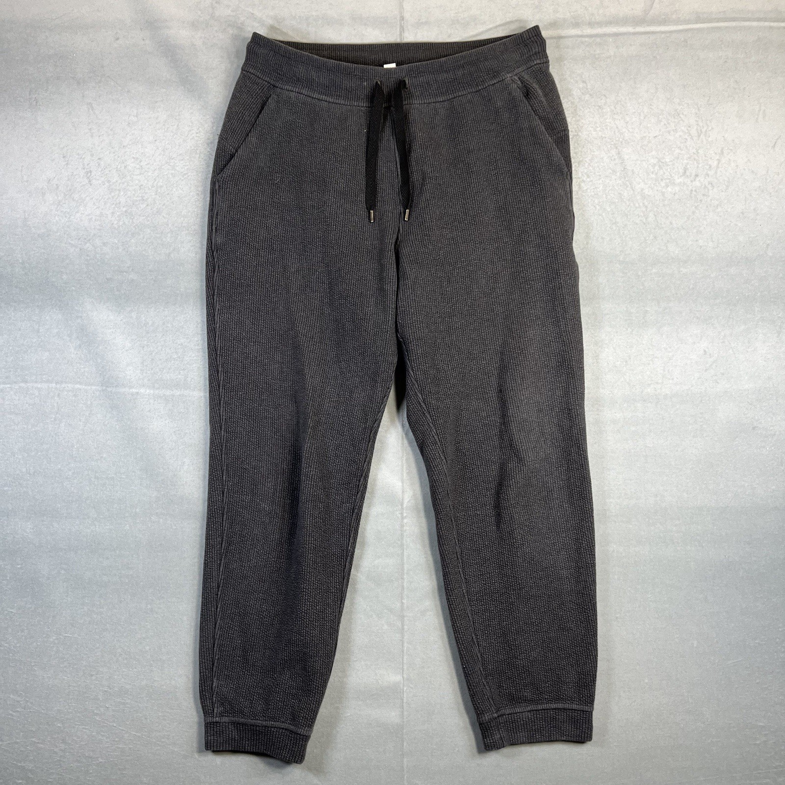 Lululemon Ribbed High Rise Jogger Pants Womens 10 Gray 25" Yoga W5DKDS