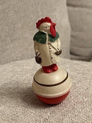 Rare Antique Celluloid Character 3.25 Chick Easter Roly Poly Toy Early 1900s
