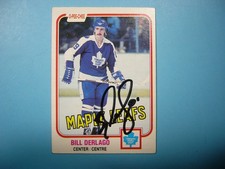 1981/82 O-PEE-CHEE NHL HOCKEY CARD #305 BILL DERLAGO EX+ AUTO AUTOGRAPH OPC