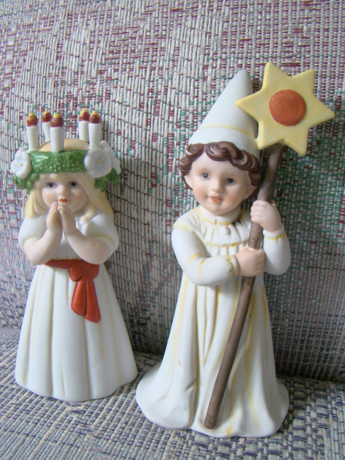 Swedish St Lucia & Starboy figurines design by Jenny Nystrom Santa Lucia Sweden
