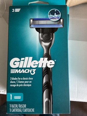 New Gillette Mach3 Men's Razor Handle + 1 Blade Refill