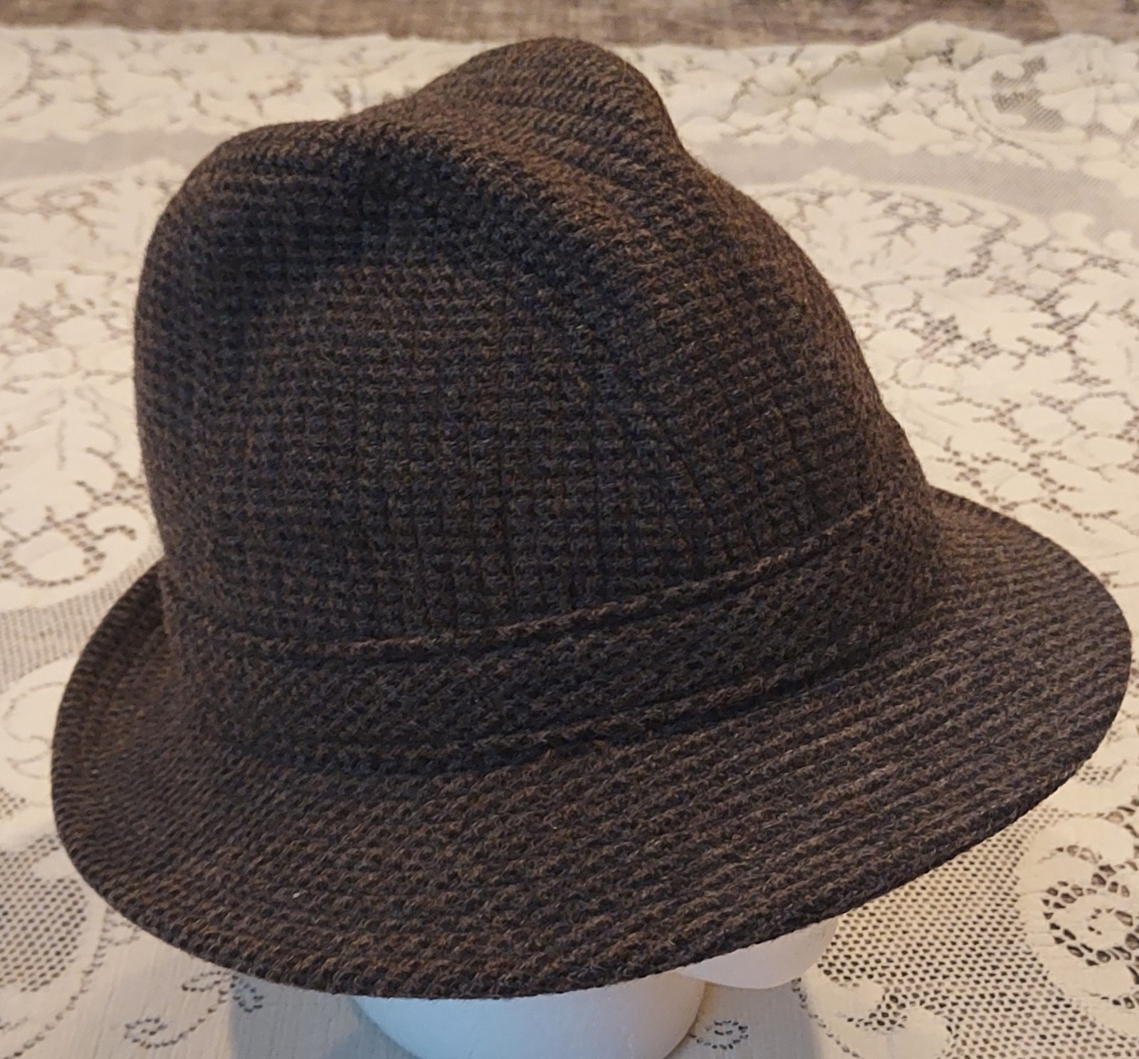 Pendleton Fedora Hat Mens Gray Houndstooth Tweed … - image 6