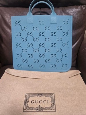 Gucci Kids Blue GG Monogram Canvas Tote Bag With Dust Bag Double Handles