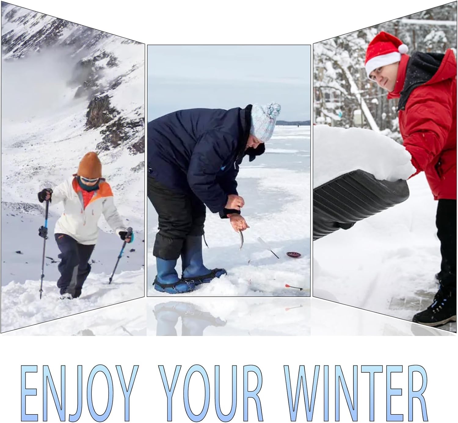 1-2 Pairs Non Slip Gripper Spikes for Shoes Ice Black-2 pairs-M+L, Black-8 