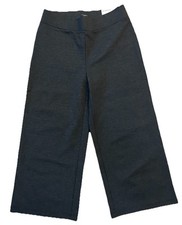 NWT Ann Taylor Gray Pull On High Rise Cropped Wide Leg Pants Stretch Size Small