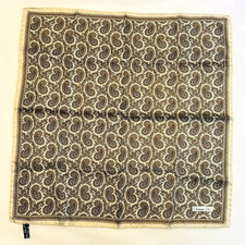 Christian Dior Men  s Paisley Square Silk Scarf Handkerchief Hand Rolled Tan 19"