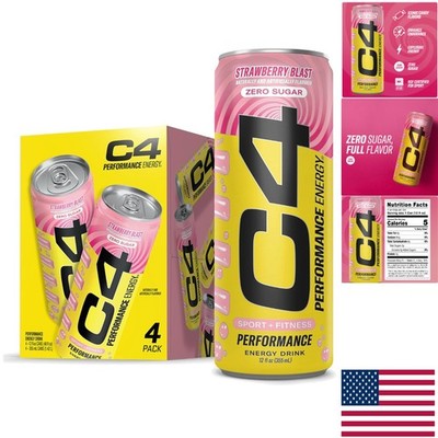 Sugar-Free Energy Drink 12oz 4pk | Strawberry Blast for Explosive Performance