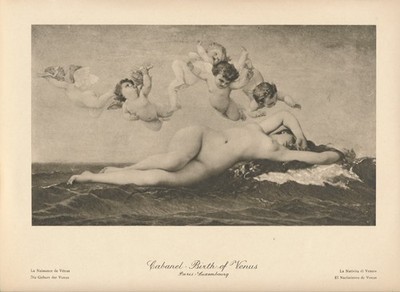115+ Jahre alt Original 1910 antiker Druck Cherubim Akt GEBURT DER VENUS von Gabanel