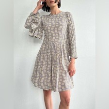 Prada Purple and Cream Long Sleeve Silk Dress size 36/ US 0/ XS