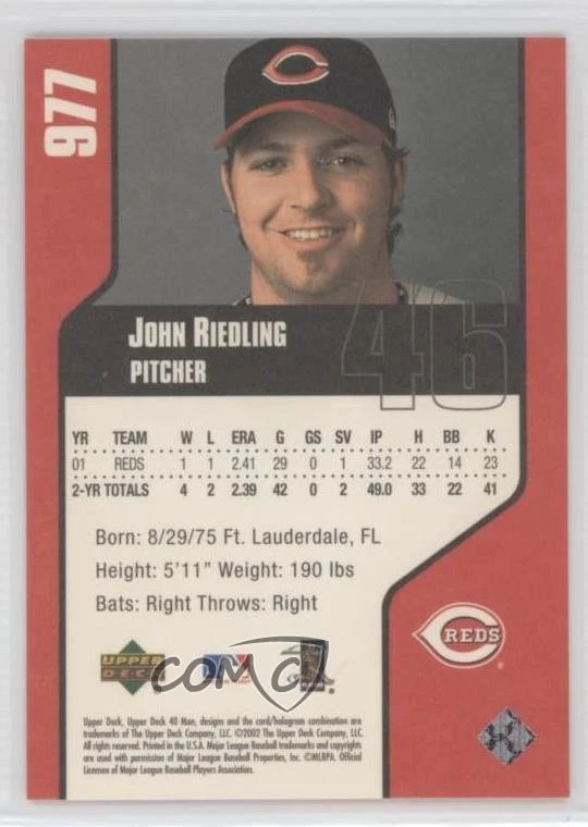 2002 Upper Deck 40 Man John Riedling #977 - Image 2 of 2