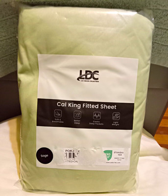 LDC Lux Decor Collection California King Fitted Sheet Sage Deep Fit OEKO-TEX