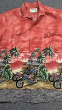 Vtg Mens Extra Large Hawaiian Shirt Made In USA Motorcycle Camp Resort Wear Kys