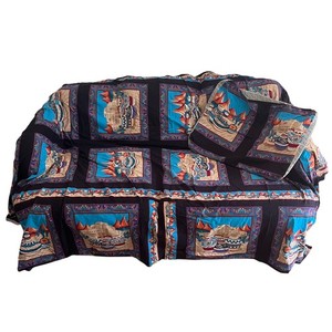 Vintage Cranston Print Works Aztec Southwestern Love Seat Slip Cover & Pillow