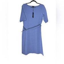 Talbots Dress Women’s Size 10 Blue Midi Belted Stretch Classic Short Sleeve NWT