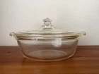 Pyrex 1920s Oval Casserole w Floral Etched Lid | Antique Glass