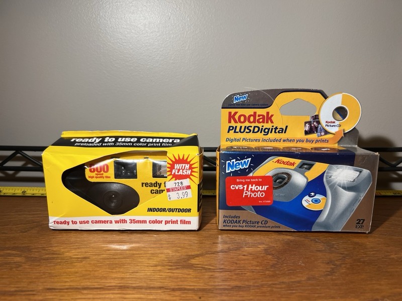 Disposable 35mm Camera Lot of 2: Kodak Plus Digital & Ferrania, Both Exp. 2005