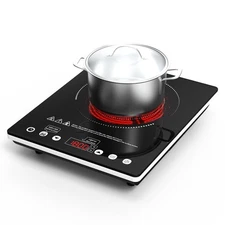 1800W Electric Cooktop, 110V Single Burner Stove with Overheat Protection and...