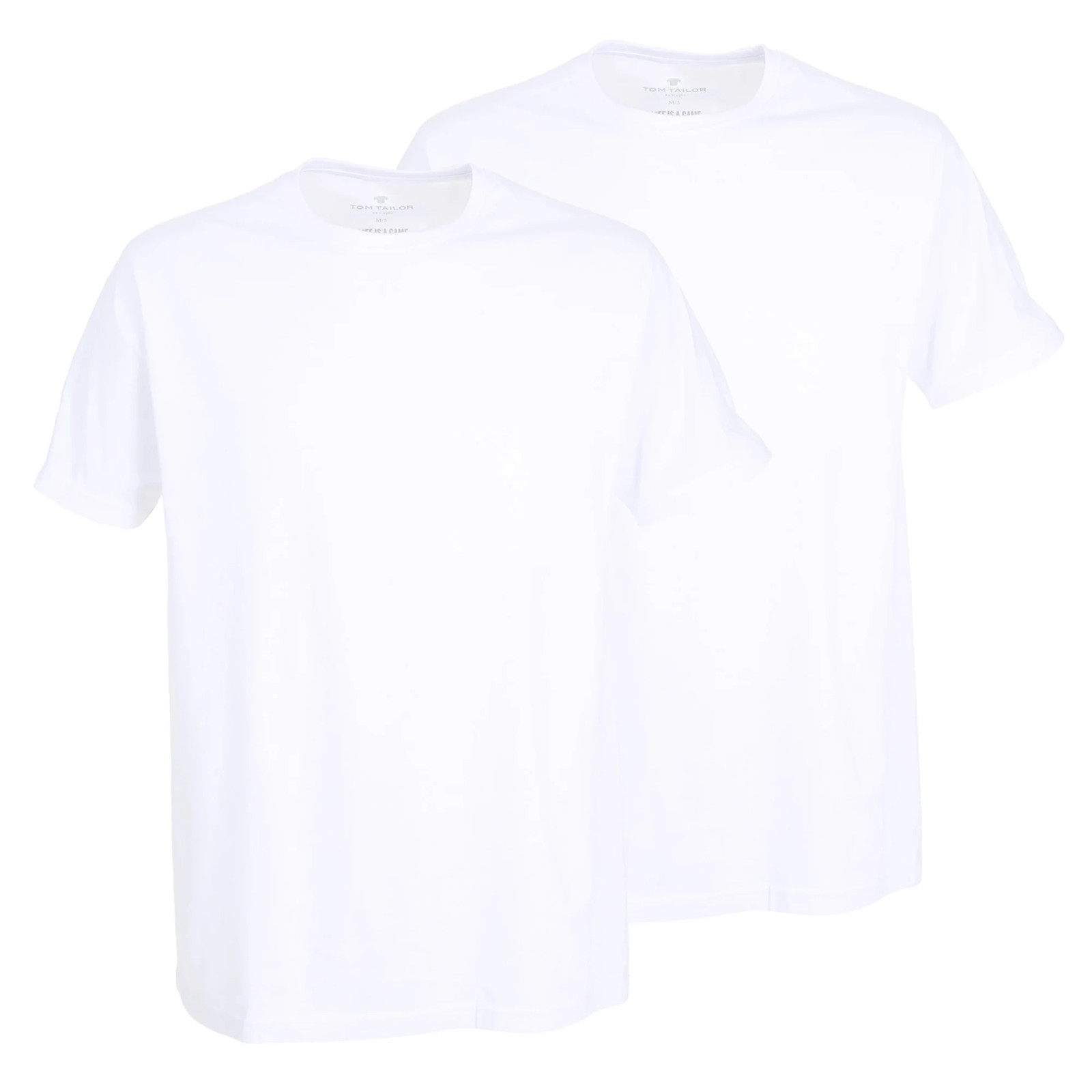 TOM TAILOR Men's T-Shirt, 2 Pack - Lucky T, Half Sleeve, Crew Neck, Solid W...