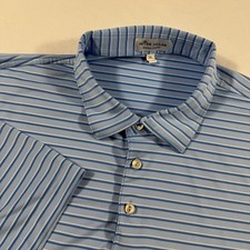 Peter Millar Summer Comfort Polo Shirt Men XL Blue Striped Short Sleeve Golf EUC