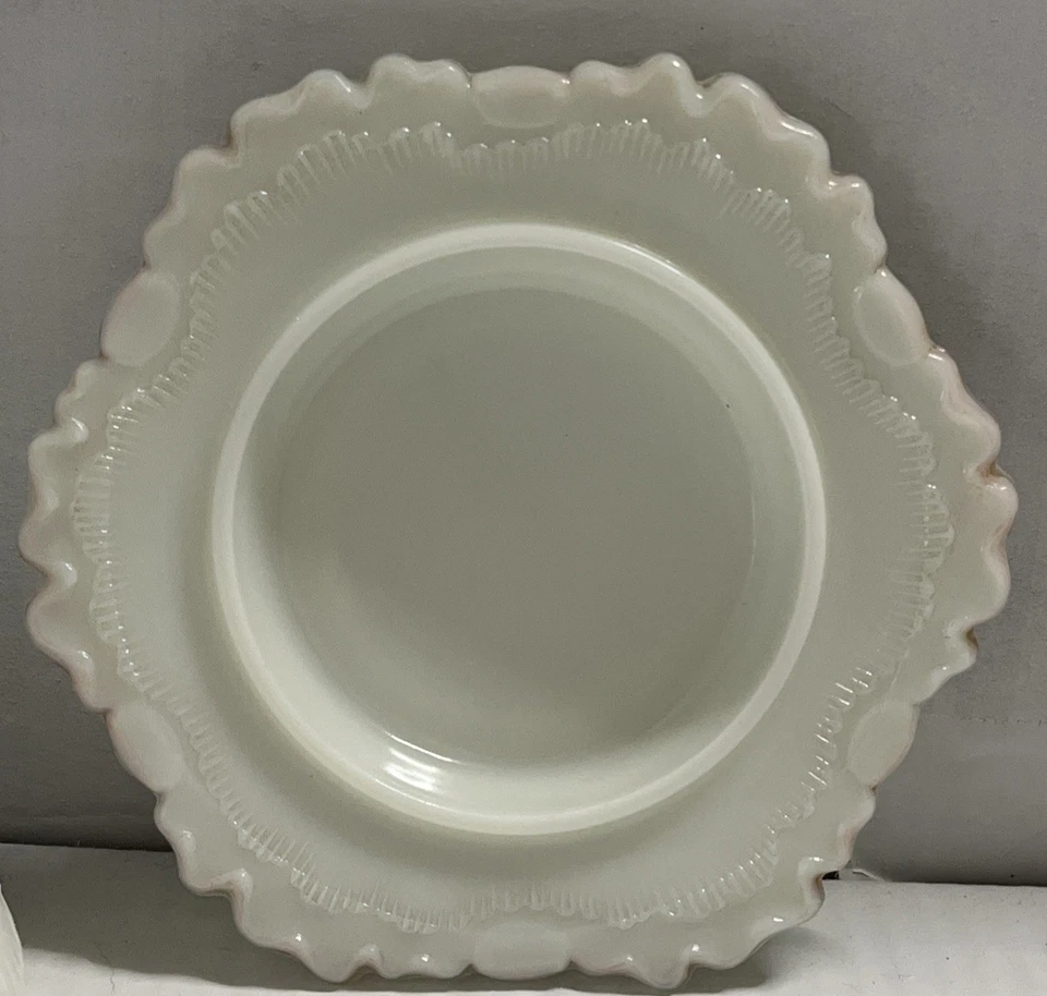 Plato de mantequilla redondo de vidrio de leche victoriano Dithridge EE. UU. pintado a mano Astoria Rose Foto 3 de 4