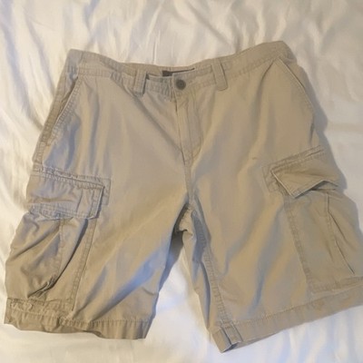 Tommy Hilfiger Men's Beige Cotton Cargo Shorts with Pockets Outdoor Casual