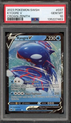 Pokemon Kyogre V Crown Zenith Holo Ultra Rare #037 PSA 10 Gem Mint