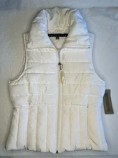 Kenneth Cole Reaction Size Small Down Quilted White Vest Zip Up NEW NWT
