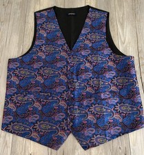 Hisdern Men  s Paisley Tuxedo Vest Weddings Special Events Large EUC