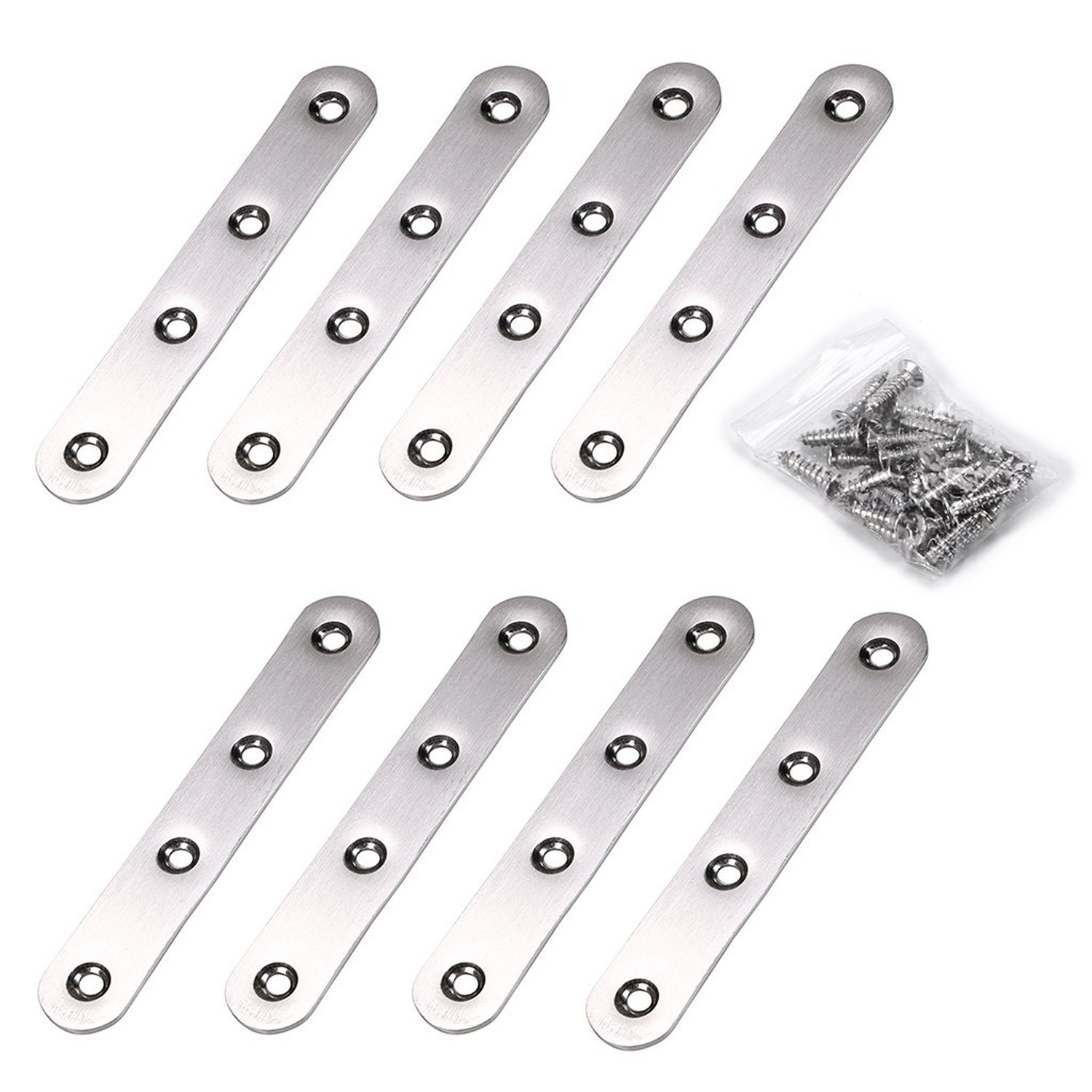 Sumnacon 8 Pcs Stainless Steel Flat Plates (5 Inch-Silver)