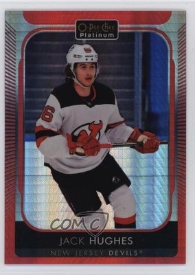 2021-22 O-Pee-Chee Platinum Red Prism 5/199 Jack Hughes #166 f0l