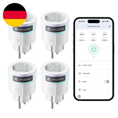 Switchbot Plug Mini Matter-Fähig Mit Leistungsüberwachung 4Er Pack, WLAN Steckdo